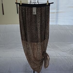 H&M DIVIDED Animal Print Skirt with Black Waistband Womens Size 10 (Jan #1)